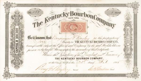 Kentucky Bourbon Co. - Stock Certificate (Uncanceled)