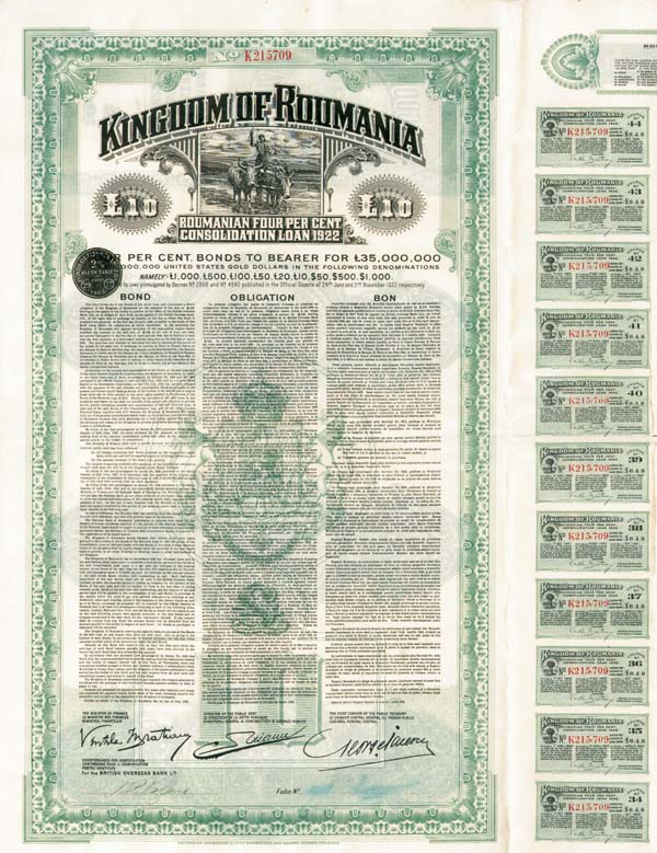 Kingdom of Roumania - Bond