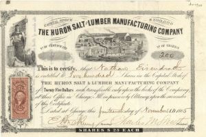 Huron Salt and Lumber Manufacturing Co. - Stock Certificate
