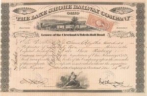 John Henry Devereux - Lake Shore Railway Company - Stock Certificate