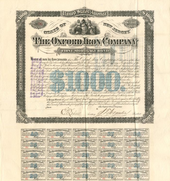Oxford Iron Co. - $1,000 Bond