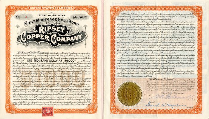 Ripsey Copper Co. - $1,000 - Bond