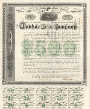 Dunbar Iron Co. - $100 Bond