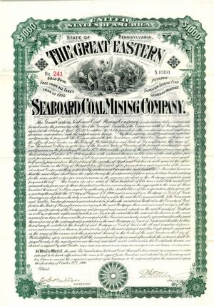 Great Eastern Seaboard Coal Mining Co. - $1,000 Bond