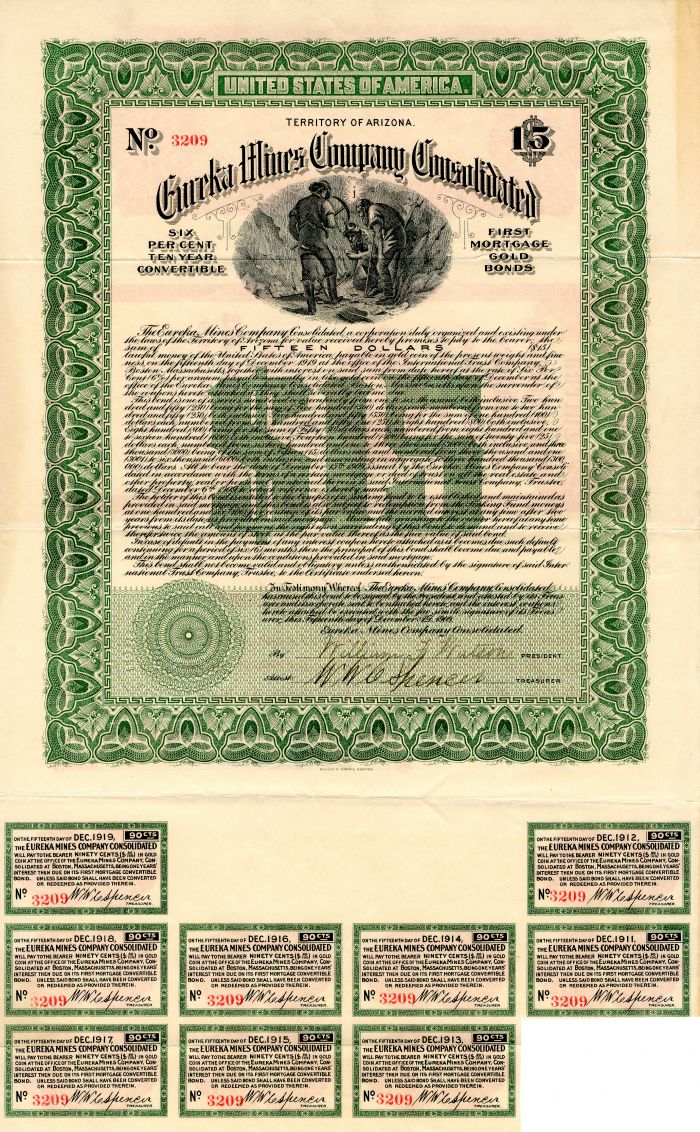 Eureka Mines Co. Consolidated - $15 Bond
