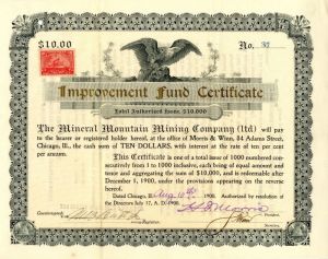 Mineral Mountain Mining Co. - $10 Bond