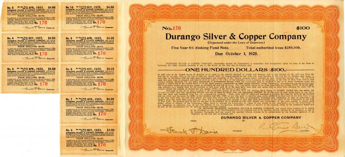 Durango Silver and Copper Co. - Mining Bond