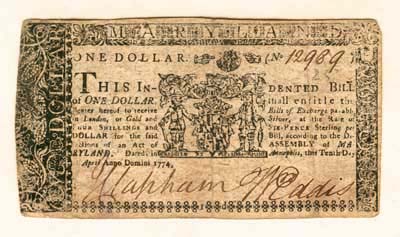Maryland, One Dollar, Apr. 10, 1774