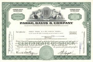 Parke, Davis and Co. - Was Once America's Oldest and Largest Drug Maker - Stock Certificate