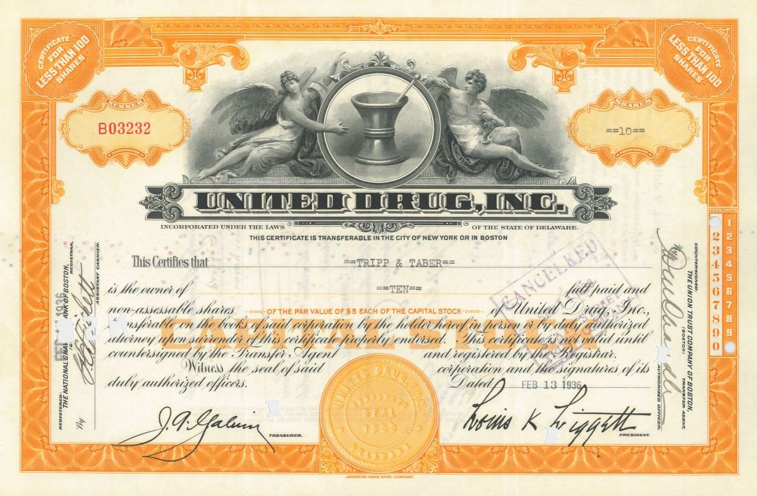 United Drug, Incorporated - Stock Certificate