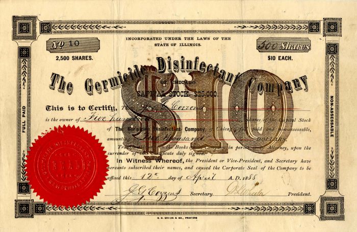 Germicide Disinfectant Co. - Stock Certificate