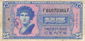 25 Cent Military Payment Certificate - Series 541 - MPC Currency