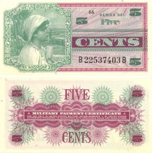 5 Cent Military Payment Certificate - Series 661 - MPC Currency