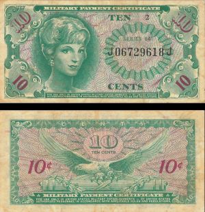 10 Cents Military Payment Certificate - Series 641 - MPC Currency