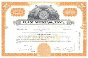 Day Mines, Inc - 1960's dated Idaho Mining Stock Certificate