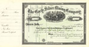 Early Silver Mining - 1880's dated Unissued Stock Certificate - Buena Vista, Colorado