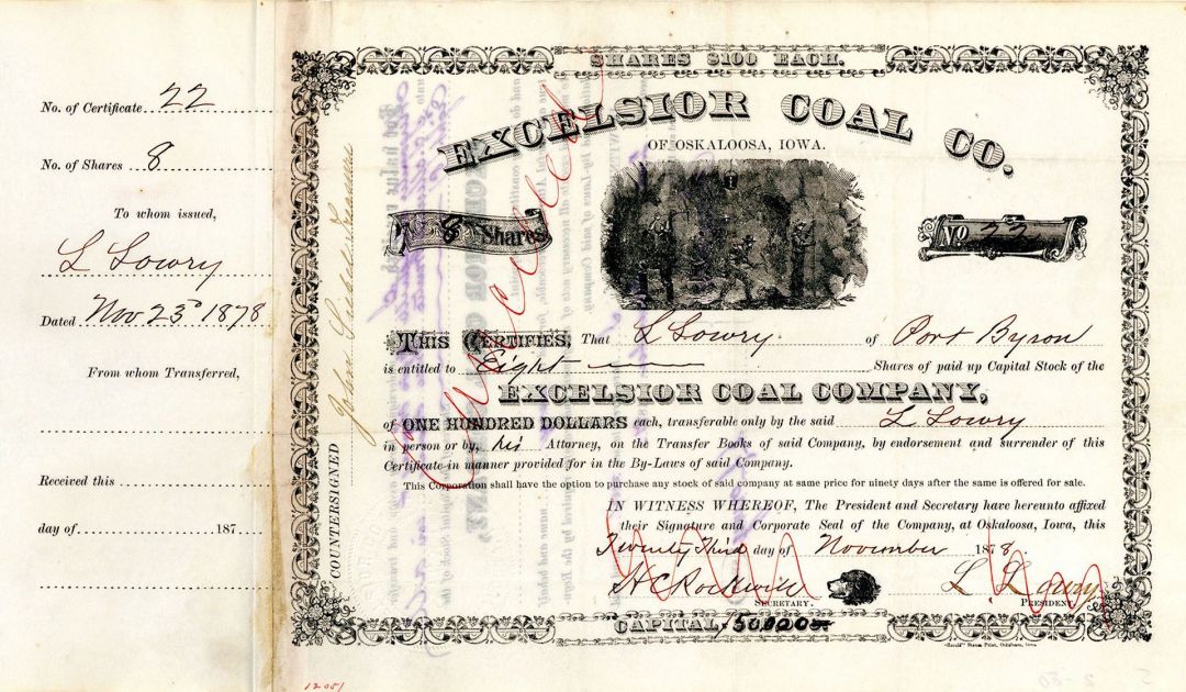 Excelsior Coal Co. - Stock Certificate