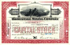Homestake Mining Co. - Indian Vignette Stock Certificate - South Dakota & California