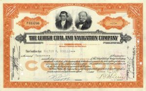 Lehigh Coal and Navigation Co. - 1940-50's dated Josiah White & Erskine Hazard Vignette Stock Certificate