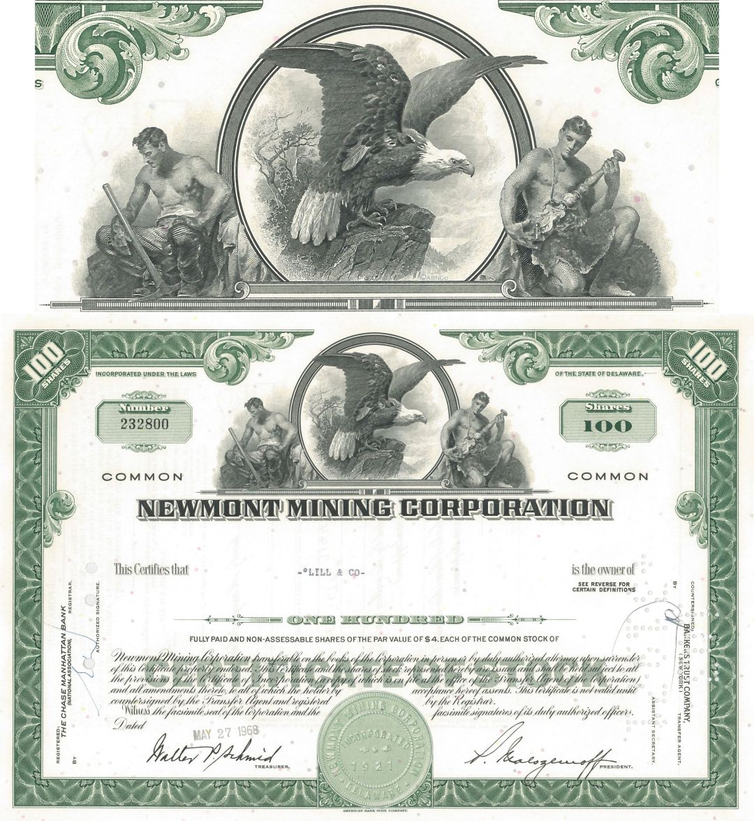 Newmont Mining Corporation - 1960's dated Colorado Mining Stock Certificate - Great History