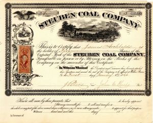 Steuben Coal Co. - 1866 Stock Certificate