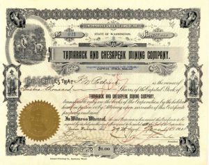 Tamarack and Chesapeak Mining Co. - 1900's dated Mining Stock Certificate