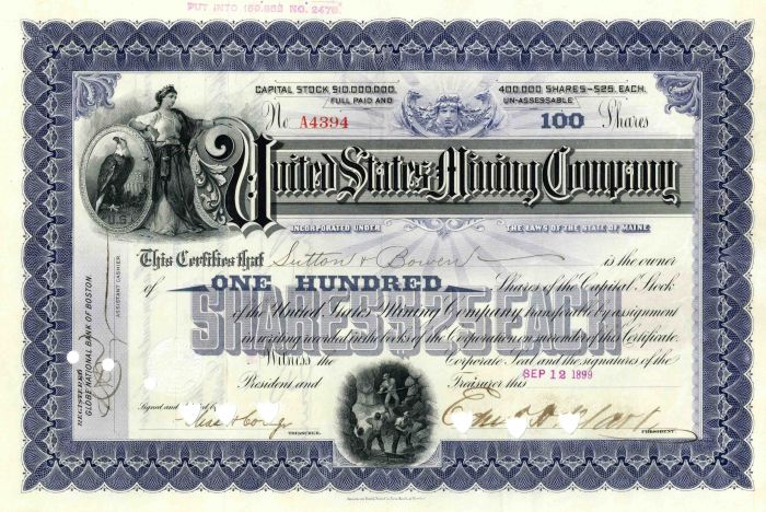 United States Mining Co. - Mining Stock Certificate