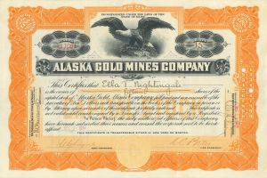 Alaska Gold Mines Co. - 1917-1920 dated Stock Certificate