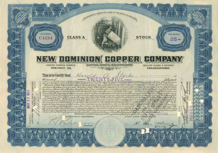 New Dominion Copper Co. - Stock Certificate