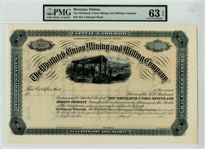 Whitlatch Union Mining and Milling Co. - Stock Certificate