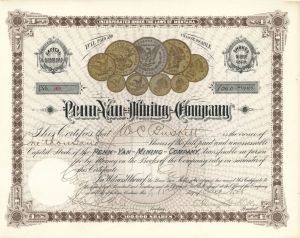 Penn-Yan-Mining-Co. - 1887-1892 Stock Certificate
