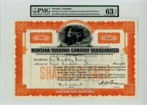 Montana Tonopah Co. Reorganized - Stock Certificate