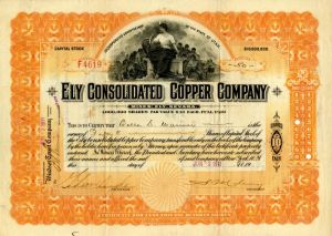 Ely Consolidated Copper Co. - Stock Certificate