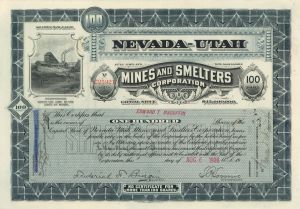 Nevada-Utah Mines and Smelters Corp. - Stock Certificate