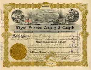 Mizpah Extension Co. of Tonopah - Stock Certificate