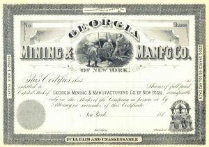 Georgia Mining and Manfacturing Co. of New York - Stock Certificate
