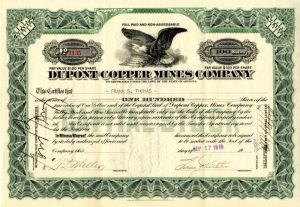 Dupont Copper Mines Co. - Stock Certificate