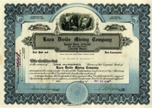 Knox Divide Mining Co. - Stock Certificate