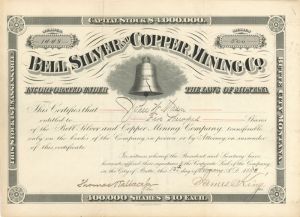 Bell Silver and Copper Mining Co. (Uncanceled) - Stock Certificate