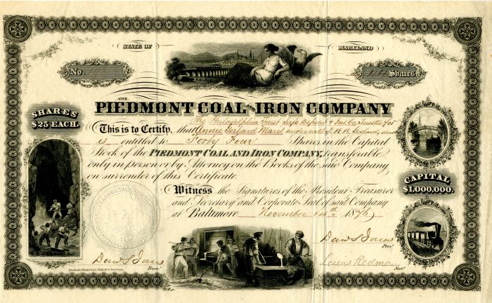 Piedmont Coal and Iron Co. - Stock Certificate