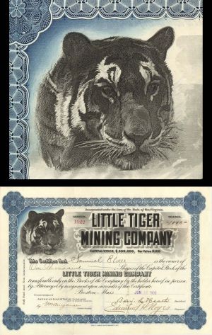 Little Tiger Mining Co. - 1900 dated Stock Certificate