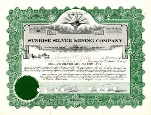Sunrise Silver Mining Co. - Stock Certificate
