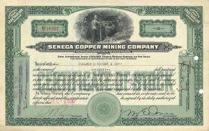 Seneca Copper Mining Co. - Michigan Mining Stock Certificate
