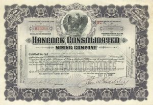 Hancock Consolidated Mining Co. - Stock Certificate