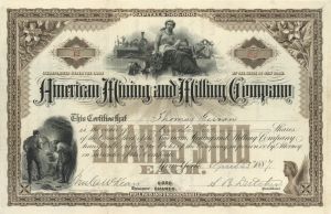 American Mining and Milling Co. - Stock Certificate