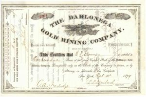 Dahlonega Gold Mining Co. - Georgia Mining Stock Certificate - Dahlonega Coin Mint History