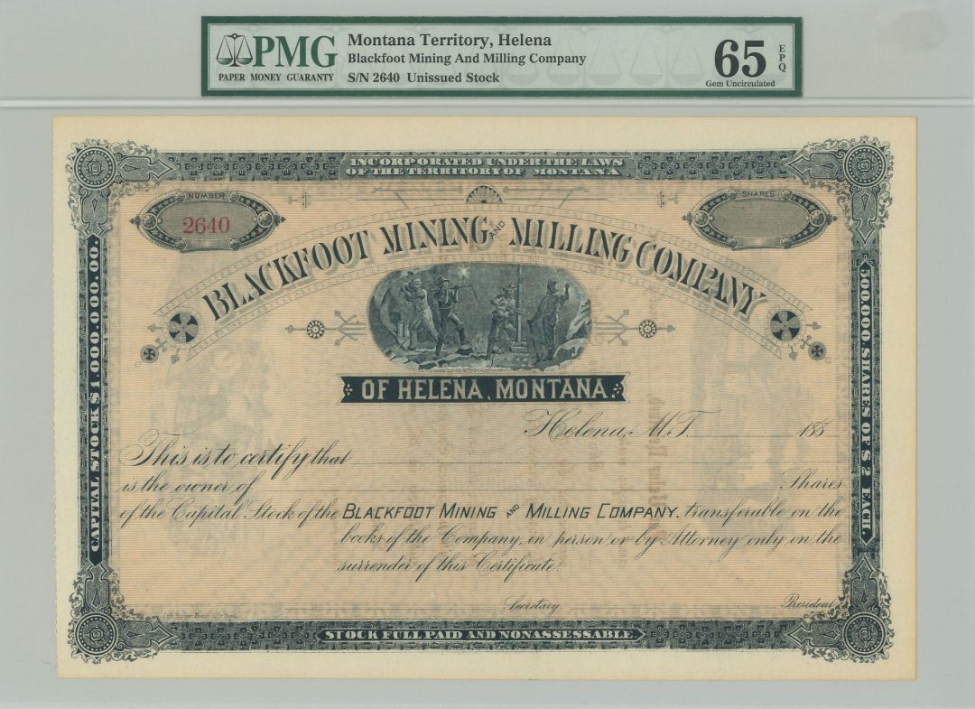 Blackfoot Mining and Milling Co. - Mining Stock Certificate