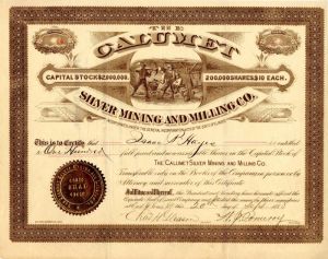 Calumet Silver Mining and Milling Co. - Stock Certificate