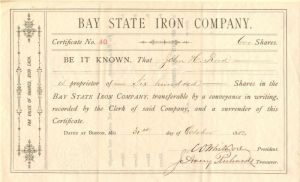 Bay State Iron Co. - Stock Certificate