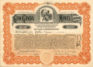 Gow Ganda Mines Co. - Certificate #A1 - Stock Certificate